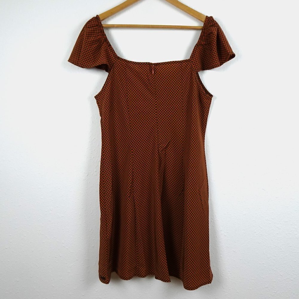 Levi's Mini Dress Women's Size L Brown Black Gingham Boho Casual - Picture 5 of 10